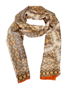 Sjaal met print in oranje/brique met crème