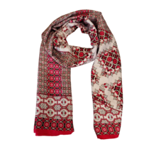 Sjaal met print in fuchsia met crème