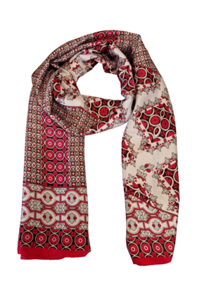 Sjaal met print in fuchsia met crème