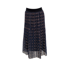 Dames plissé rok lang model - grafische print donkerblauw