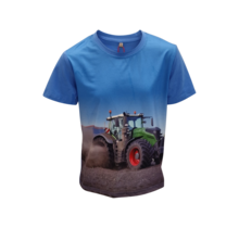 Jongens shirt tractor Fendt korte mouw  - blauw