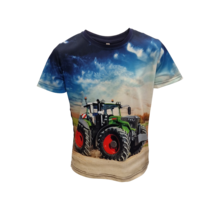 Jongens shirt tractor Fendt korte mouw  - donkerblauw