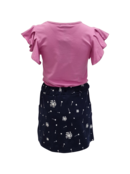Meisjes set Saar (shirt en rok) - roze/donkerblauw *