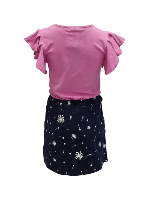 Meisjes set Saar (shirt en rok) - roze/donkerblauw *