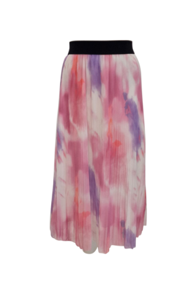 Dames plissé rok lang model - roze/lila