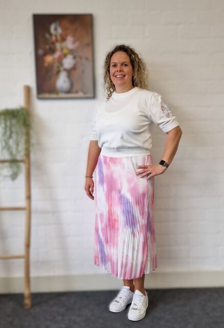 Dames plissé rok lang model - roze/lila