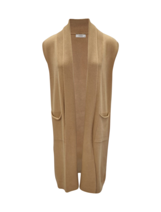 Dames mouwloos vest Silvia - camel