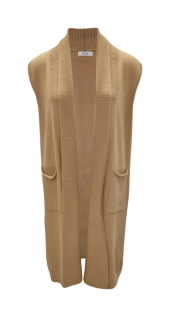 Dames mouwloos vest Silvia - camel