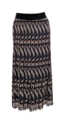 Dames plissé rok lang model - grafisch grijs/zwart/khaki