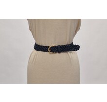 Dames gevlochten taille riem smal - donkerblauw