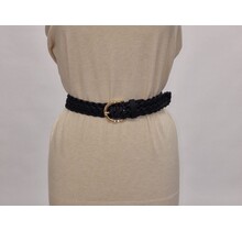 Dames gevlochten taille riem smal - zwart