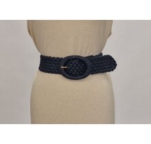 Dames gevlochten taille riem breed - donkerblauw