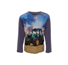 Jongens shirt tractor John Deere lange mouw - grijs *