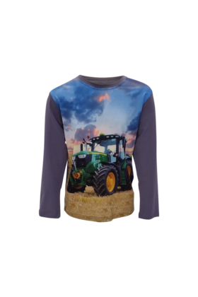 Jongens shirt tractor John Deere lange mouw - grijs *