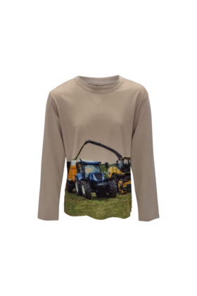 Jongens shirt tractor  New Holland lange mouw - khaki *