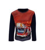 Jongens shirt brandweerwagen lange mouw - donkerblauw *