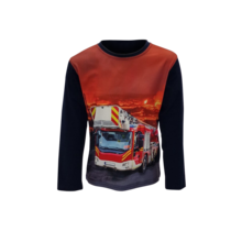 Jongens shirt brandweerwagen lange mouw - donkerblauw *