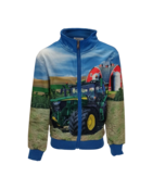 Jongens vest met tractor John deere - blauw  *