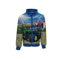 Jongens vest met tractor John deere - blauw  *