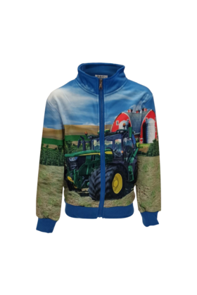 Jongens vest met tractor John deere - blauw  *