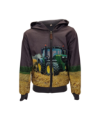 Jongens vest met John Deere tractor - grijs *