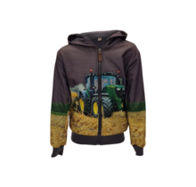 Jongens vest met John Deere tractor - grijs *