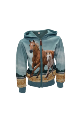 Meisjesvest met paard - groen *