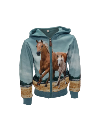 Meisjesvest met paard - groen *