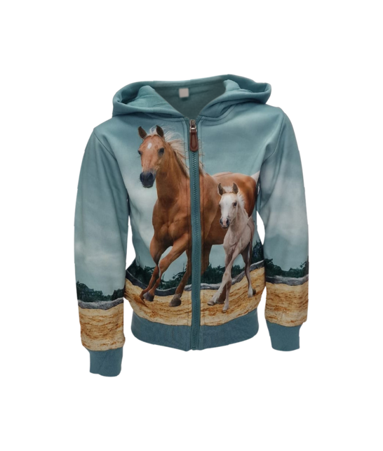 Meisjesvest met paard - groen *