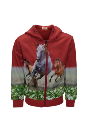 Meisjesvest met paard - rood *