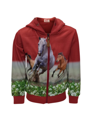 Meisjesvest met paard - rood *