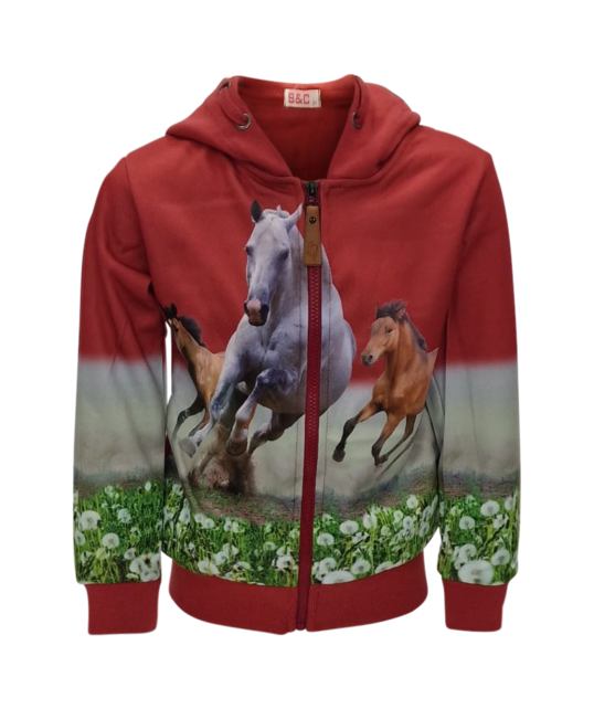 Meisjesvest met paard - rood *
