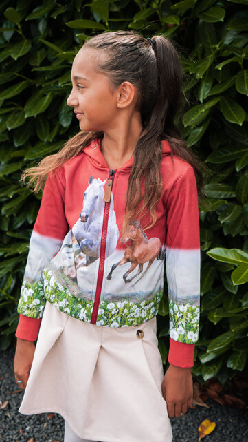 Meisjesvest met paard - rood *