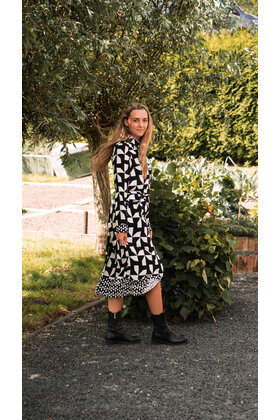 Dames jurk Nadia - zwart/offwhite