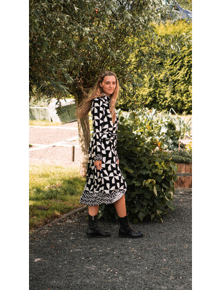 Dames jurk Nadia - zwart/offwhite