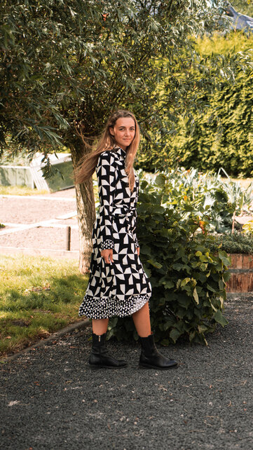 Dames jurk Nadia - zwart/offwhite