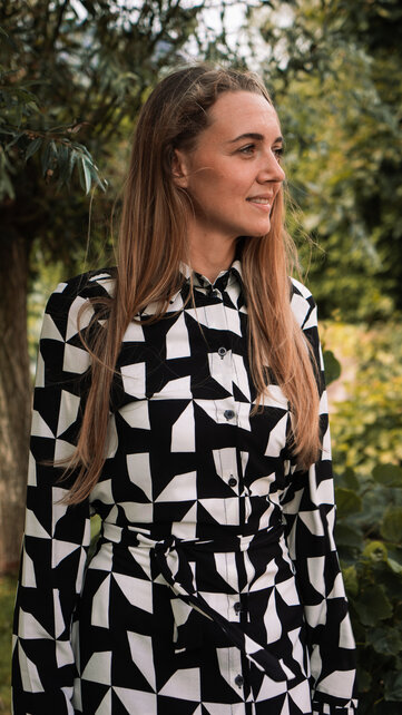 Dames jurk Nadia - zwart/offwhite