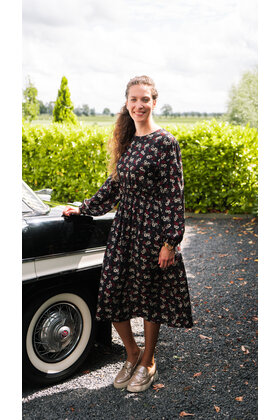 Dames jurk Annemijn - zwart gebloemd