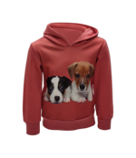 Meisjes trui met hondjes en capuchon - rood *