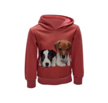 Meisjes trui met hondjes en capuchon - rood *