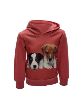 Meisjes trui met hondjes en capuchon - rood *
