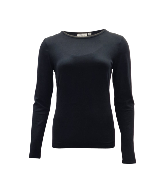 Dames shirt Suus picotrandje lange mouw - zwart