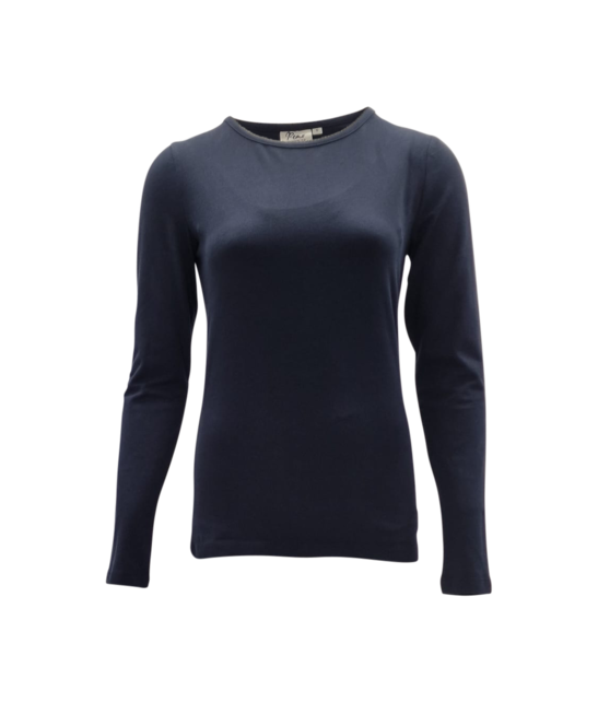 Dames shirt Suus picotrandje lange mouw - marine