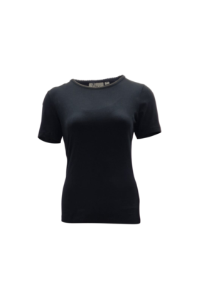 Dames shirt Suus picotrandje korte mouw - zwart