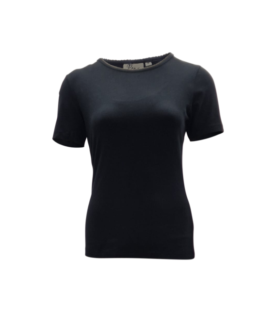 Dames shirt Suus picotrandje korte mouw - zwart