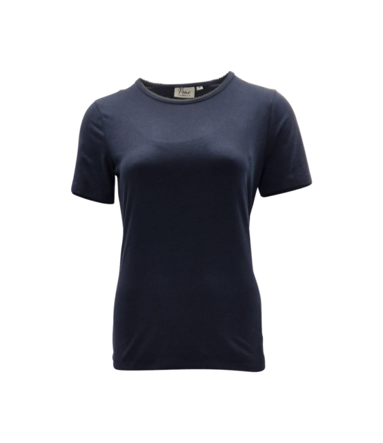 Dames shirt Suus picotrandje korte mouw - marine