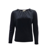 Dames shirt Cato plooitjes lange mouw - zwart