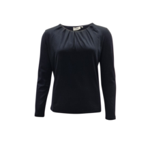 Dames shirt Cato plooitjes lange mouw - zwart