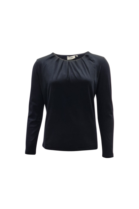 Dames shirt Lizet plooitjes lange mouw - zwart