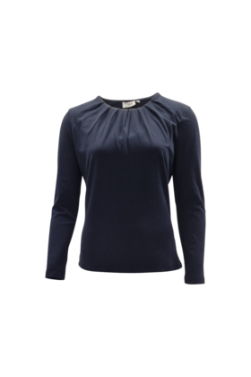 Dames shirt Lizet plooitjes lange mouw - marine